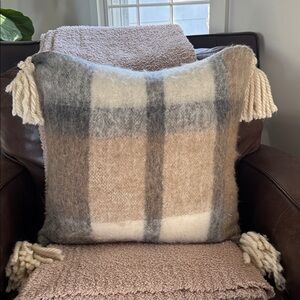 Pottery Barn Plaid Throw Pillow cover with Tassels…set of three.